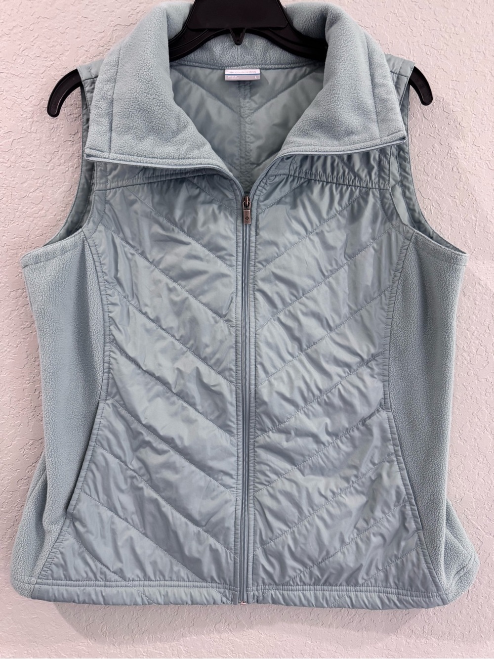 Columbia Light Blue Quilted & Fleece Women's Vest - Sleeveless Jacket